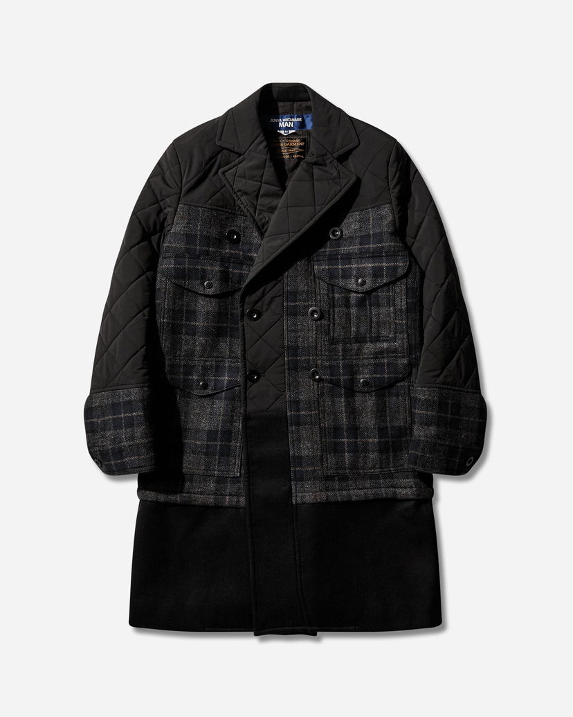 Takit Junya Watanabe Paneled Double-Breasted Quilted Check Coat Monivärinen | WP-C001-W25 1