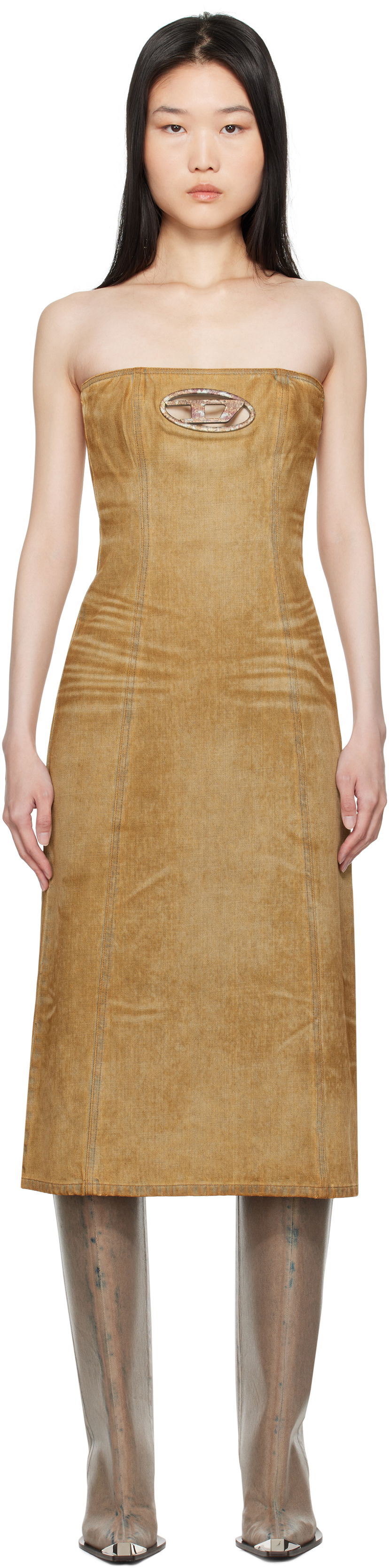 Mekko Diesel Denim Midi Tube Dress Ruskea | A15899 0AJET