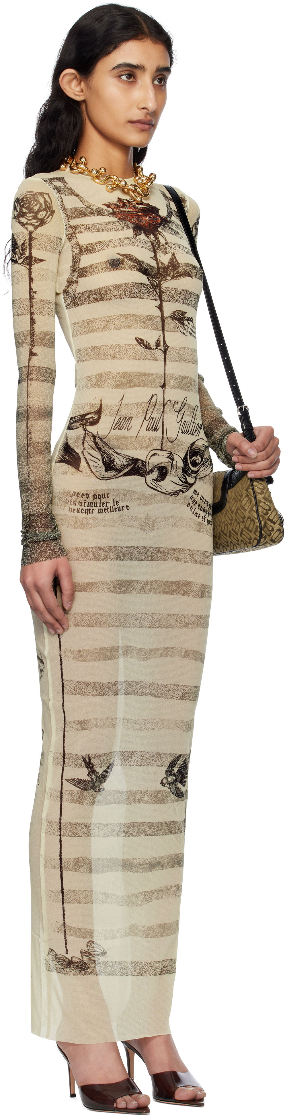 Mekko Jean Paul Gaultier Jean Paul Gaultier Tattoo Marinière Maxi Dress Beige | 25/34-F-RO396-T585-030030, 1