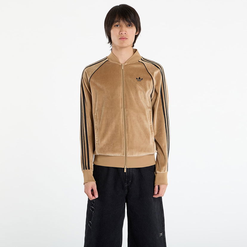 Verryttelypuku adidas Originals SST Adicolor Velour Track Top Ruskea | JX1561