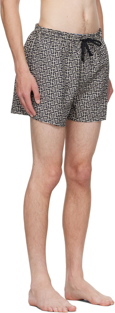 Uimapuvut Balmain Balmain Monogram Swim Shorts Beige | BWB641500, 1