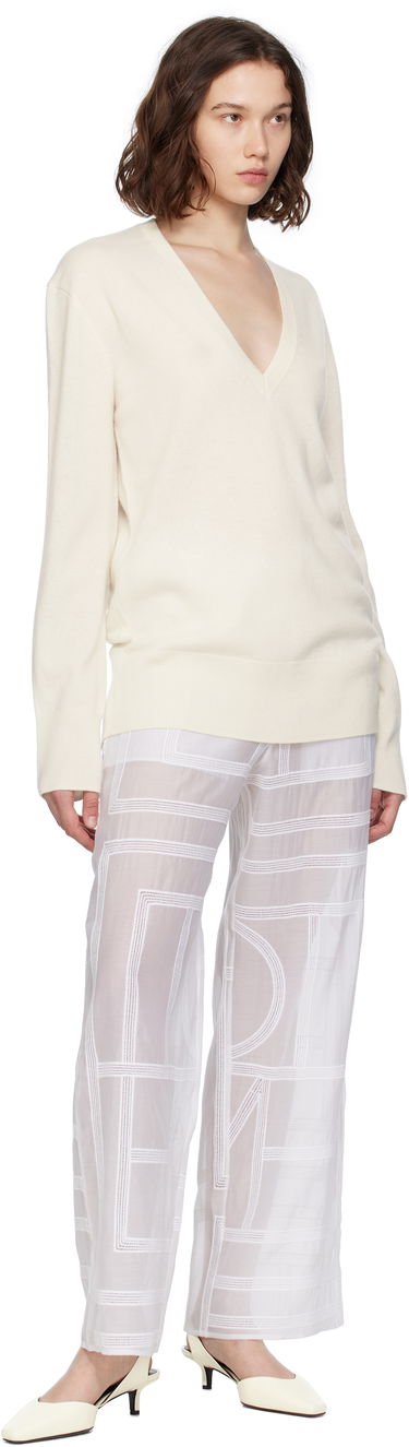 Villapaita TOTEME TOTEME Cashmere V-Neck Knit Sweater Valkoinen | 252-WRT0521-YA0016, 3