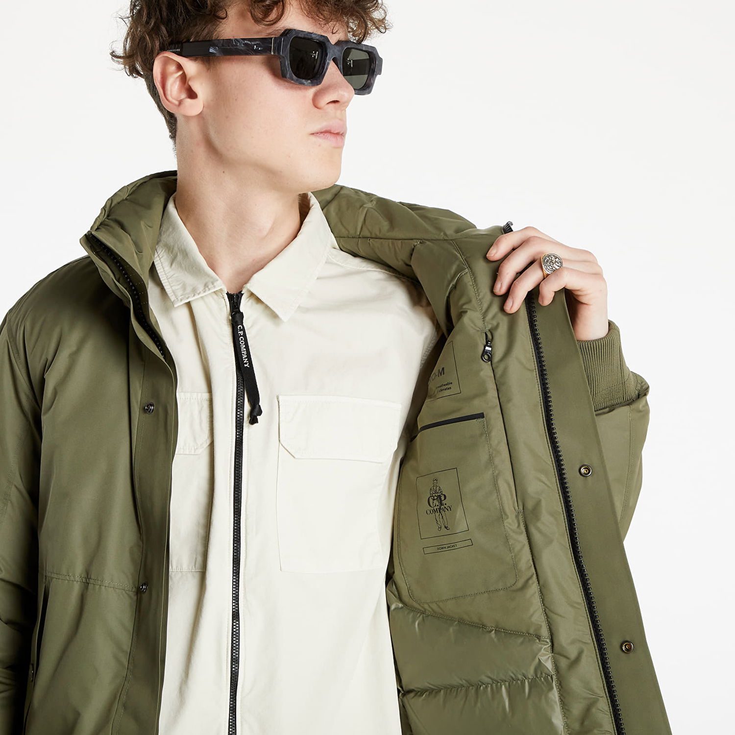 Takki C.P. Company Micro-M Down Stand Collar Jacket Vihreä | 11CMOW017A004275A-665, 1