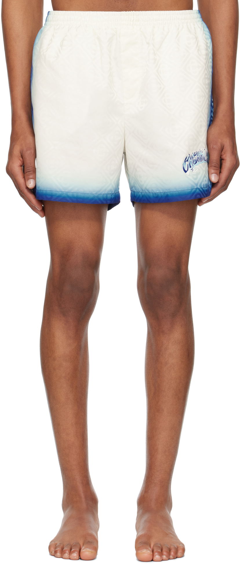 Uimapuvut Casablanca Casablanca Printed Jacquard Monogram Swim Shorts Valkoinen | MS25-TR-224-01