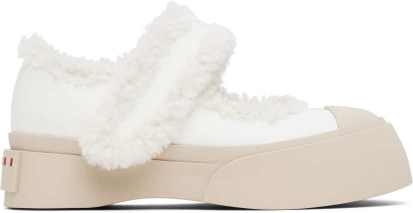 Tennarit ja kengät Marni Mary Jane Pablo Shearling Ballerina Flats Valkoinen | SNZW013602 P5045