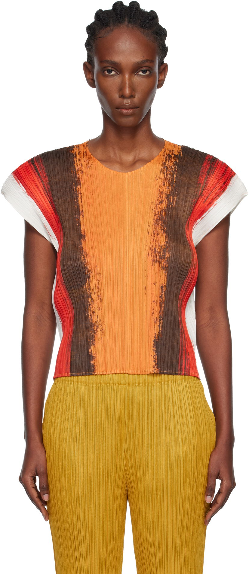 T-paita Pleats Please Issey Miyake PLEATS PLEASE ISSEY MIYAKE Pleated Short Sleeve Brushstroke Top Monivärinen | PP58JK672