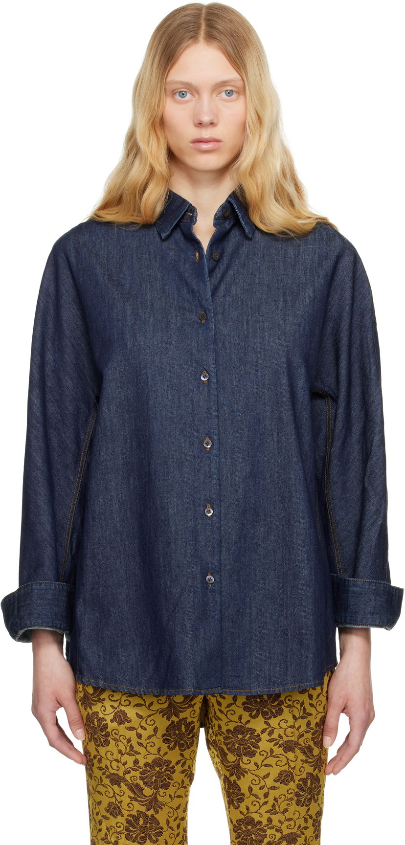 Paita Dries Van Noten Dries Van Noten Buttoned Denim Shirt Sininen | 251-010729-1553