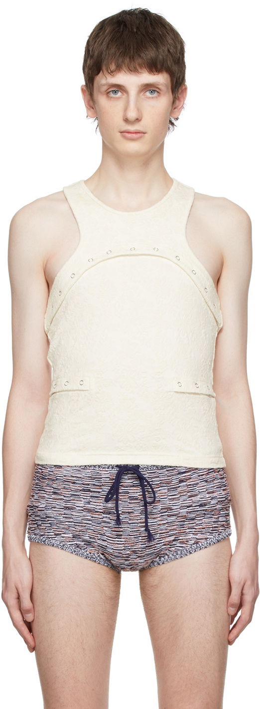 Tankkitoppi Eckhaus Latta Undone Tank Top Valkoinen | 3020-EL-SS22-B