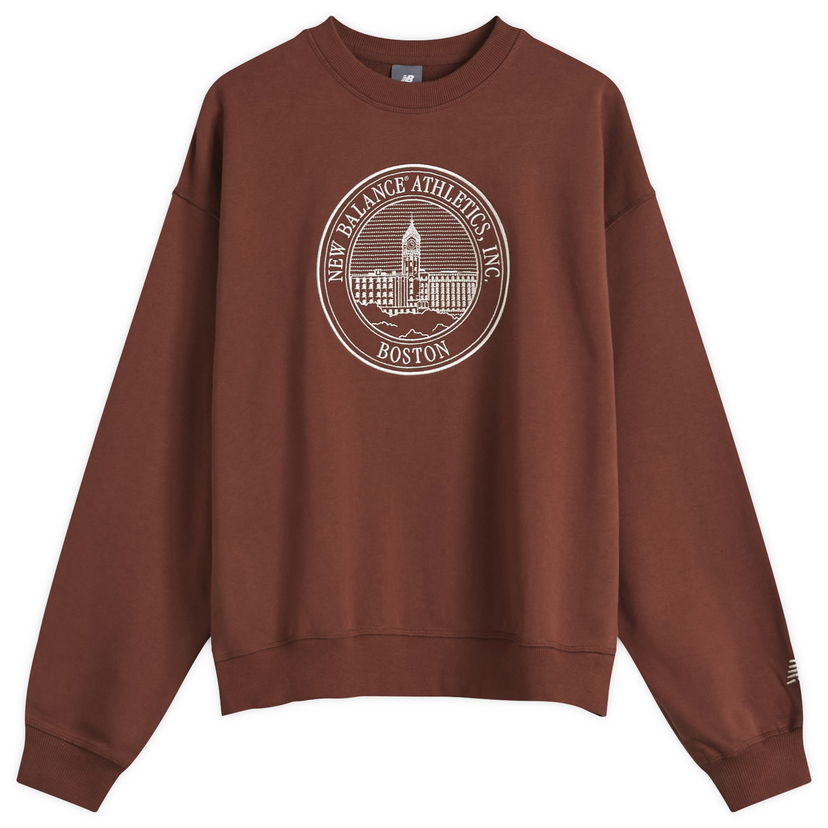 Huppari New Balance Varsity Oversized Crewneck Sweatshirt Ruskea | WT43553-ROK