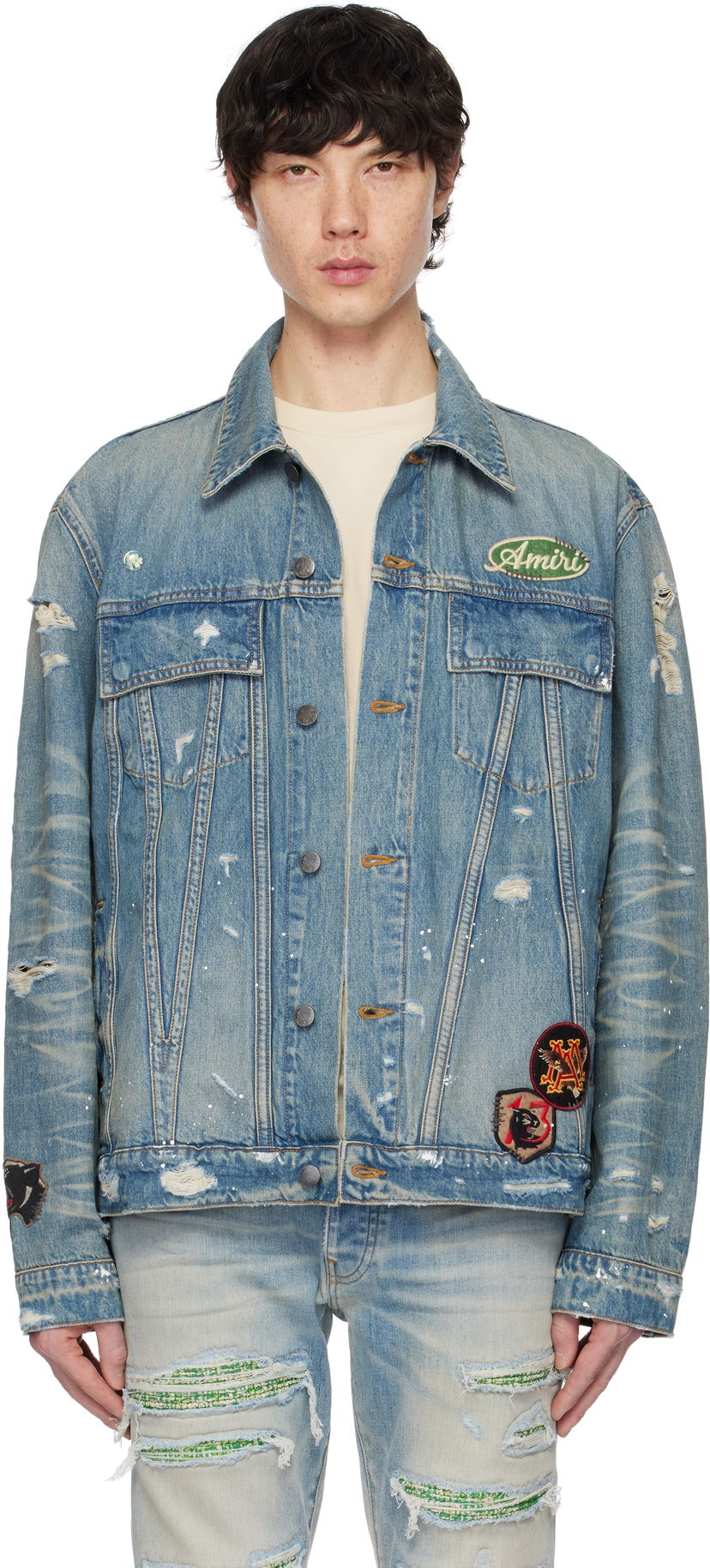 Takki AMIRI Amiri Vintage Pegasus Trucker Denim Jacket Sininen | AMDNTR1019