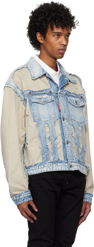 Takki DSQUARED2 Dsquared2 Super Ripped Mixed Denim Jacket Sininen | S74AM1547_S30309, 1