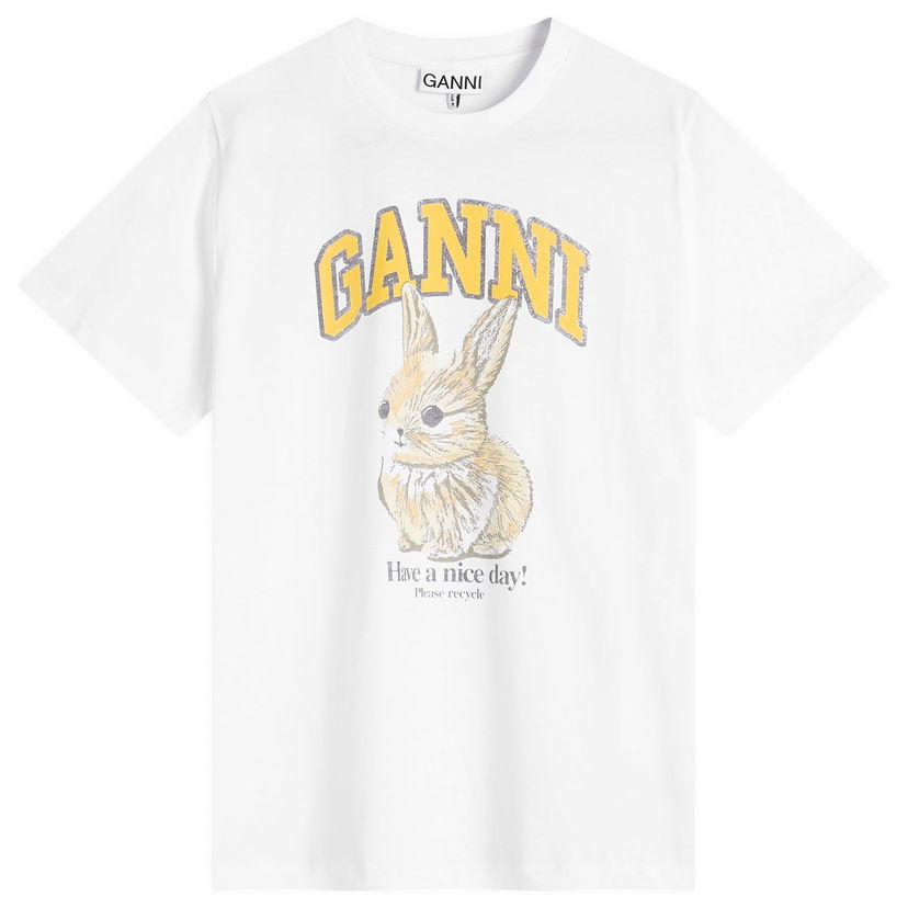 T-paita GANNI GANNI Baby Bun Relaxed T-Shirt, Large Valkoinen | T4273-151