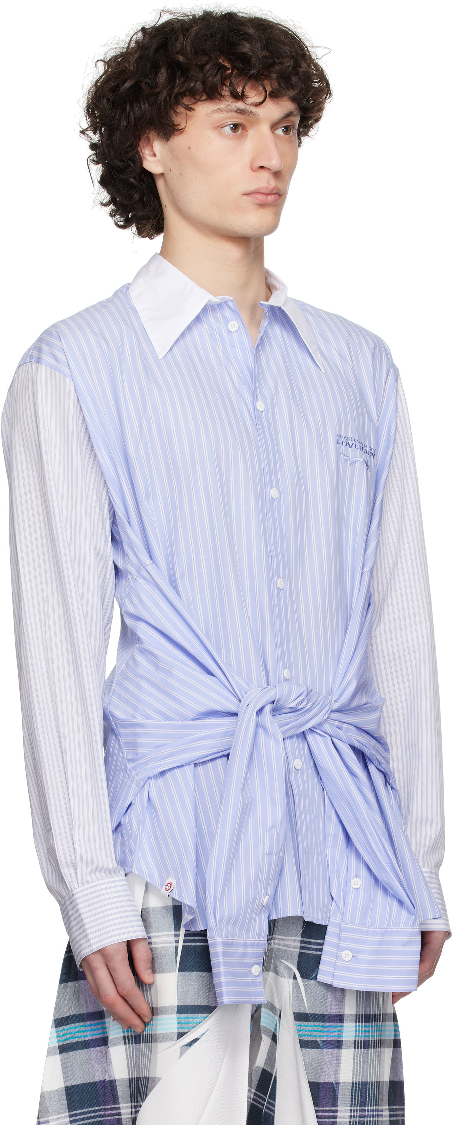Paita Charles Jeffrey Loverboy Charles Jeffrey LOVERBOY Hug Tie-Front Striped Shirt Sininen | 54070302, 1