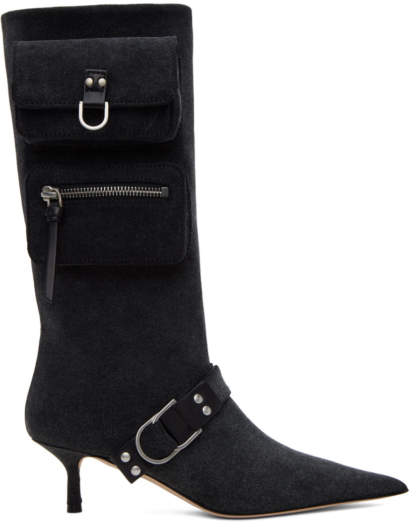 Vaatteet Blumarine Blumarine Jeanne Denim Kitten Heel Boots Musta | 6F3525TX02994013