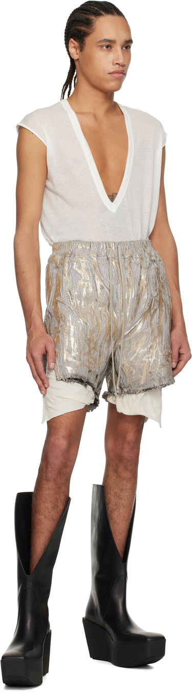 Shortsit Rick Owens Rick Owens Hollywood Boxers Cracked Metallic Drawstring Shorts Metallinen | RR01E5306 SGMC, 4