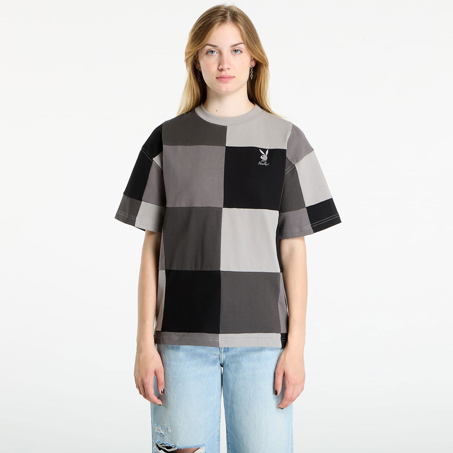 T-paita Footshop Playboy x FTSHP Patchwork Tee UNISEX Grey Harmaa | FTSHP_511, 1