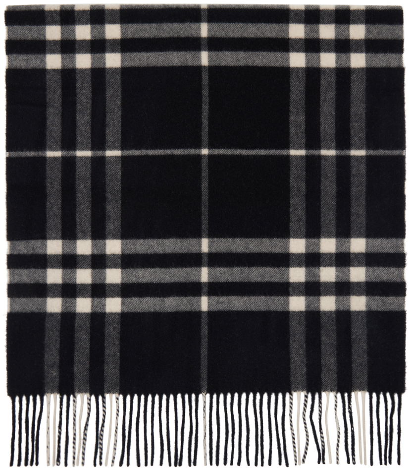 Vaatteet Burberry Black Wide Cashmere Check Scarf Musta | 8094739