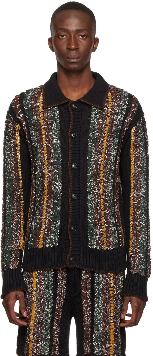 Villapaita AMIRI AMIRI Cotton Knit Cardigan Musta | SS22MKL001