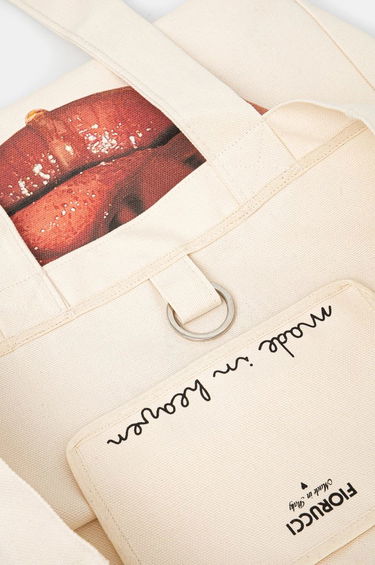 Kangaskassi Fiorucci Mouth Print Canvas Tote Bag Valkoinen | U01FPABA207CO03WH02, 4