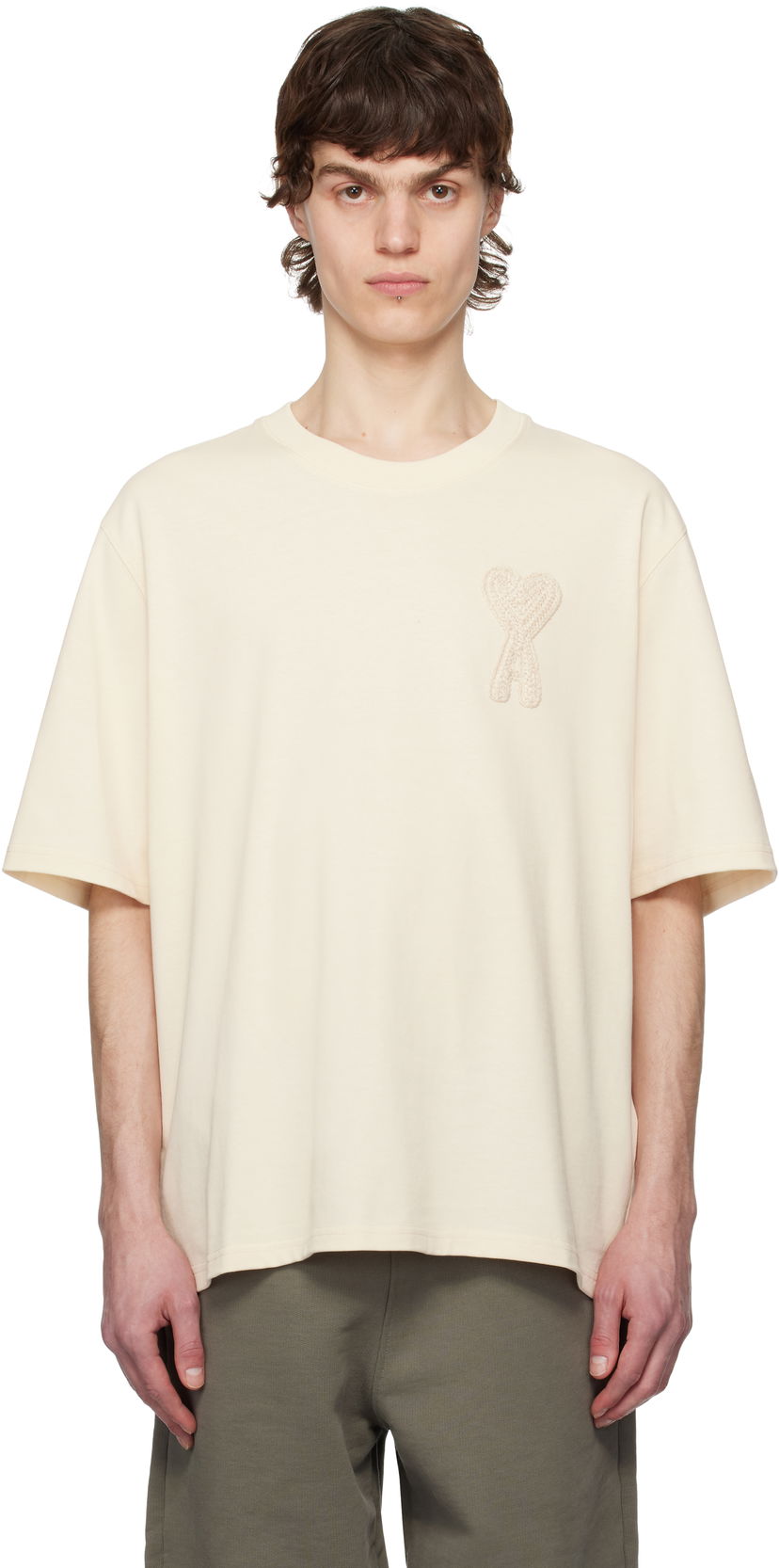 T-paita AMI AMI Paris Ami de Coeur Patch T-Shirt Beige | HTS055.726