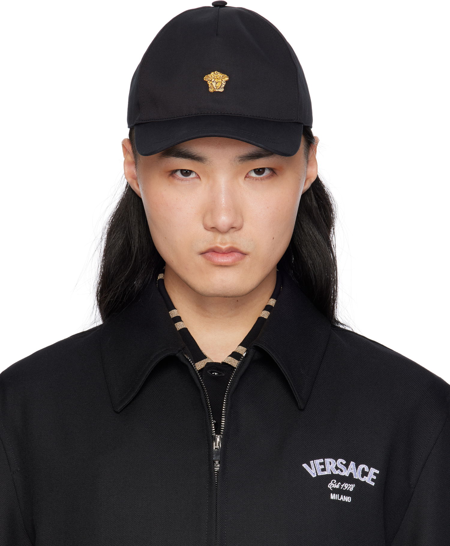 Korkki Versace Versace Embroidered Logo Cap Musta | 1010746_1A14003, 0
