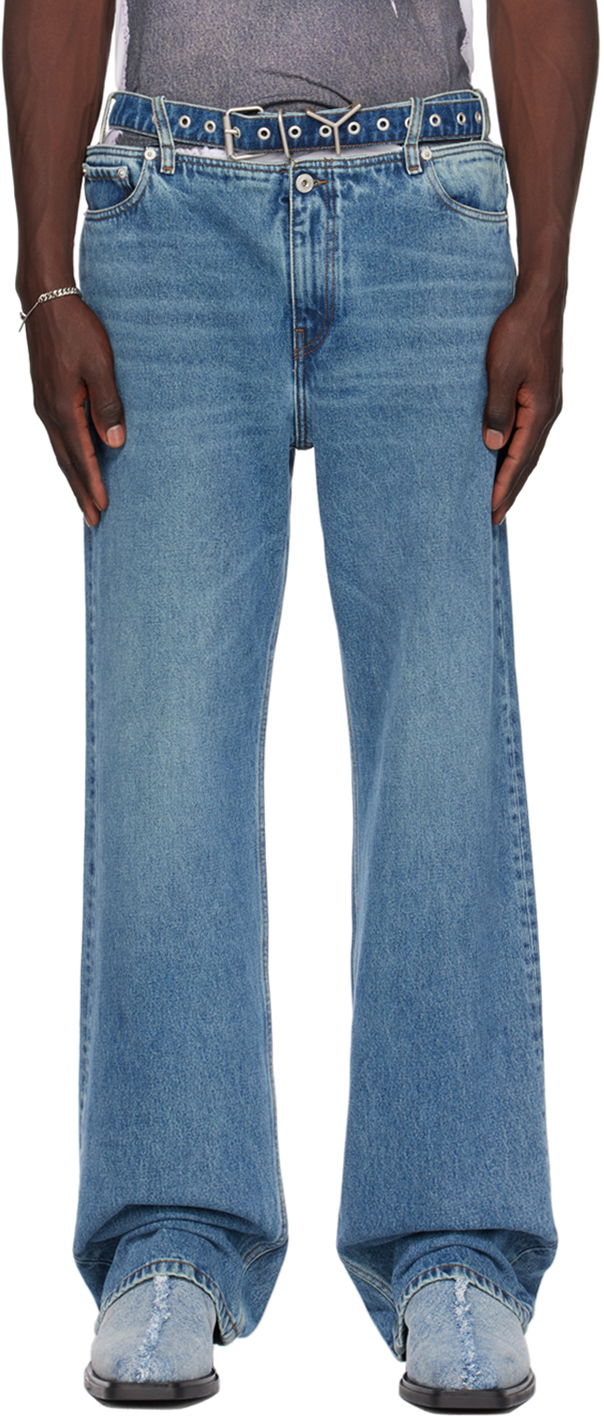 Jeans Y/PROJECT Blue Y-Belt Jeans Sininen | JEAN40-S25