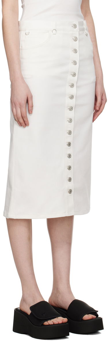 Hame Courrèges Courrèges Multiflex Denim Button-Front Skirt Valkoinen | 124DJU155DE0022, 1