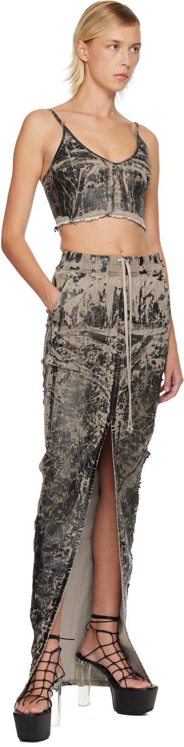 Crop top Rick Owens Rick Owens DRKSHDW Concordians Marbled Coated Denim Frayed Hem Crop Top Monivärinen | DS02E7132 SDWF, 3