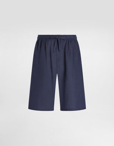 Shortsit Dolce & Gabbana Dolce & Gabbana Linen Shorts with Drawstring Tummansininen | GV37AZFU4LGB0665, 0