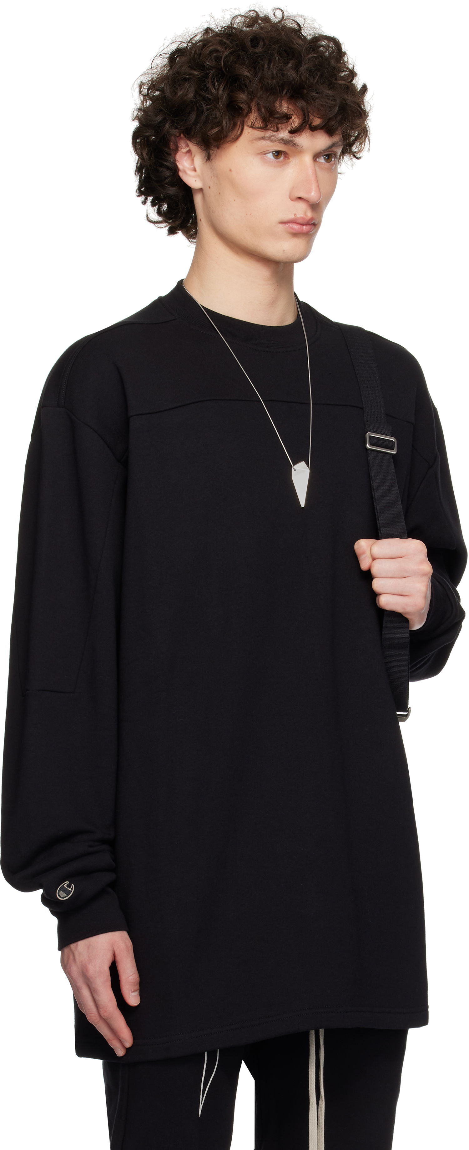 Huppari Rick Owens Rick Owens Champion Edition Girdered Sweatshirt Musta | CM01E1671 CHFE FELPA, 1