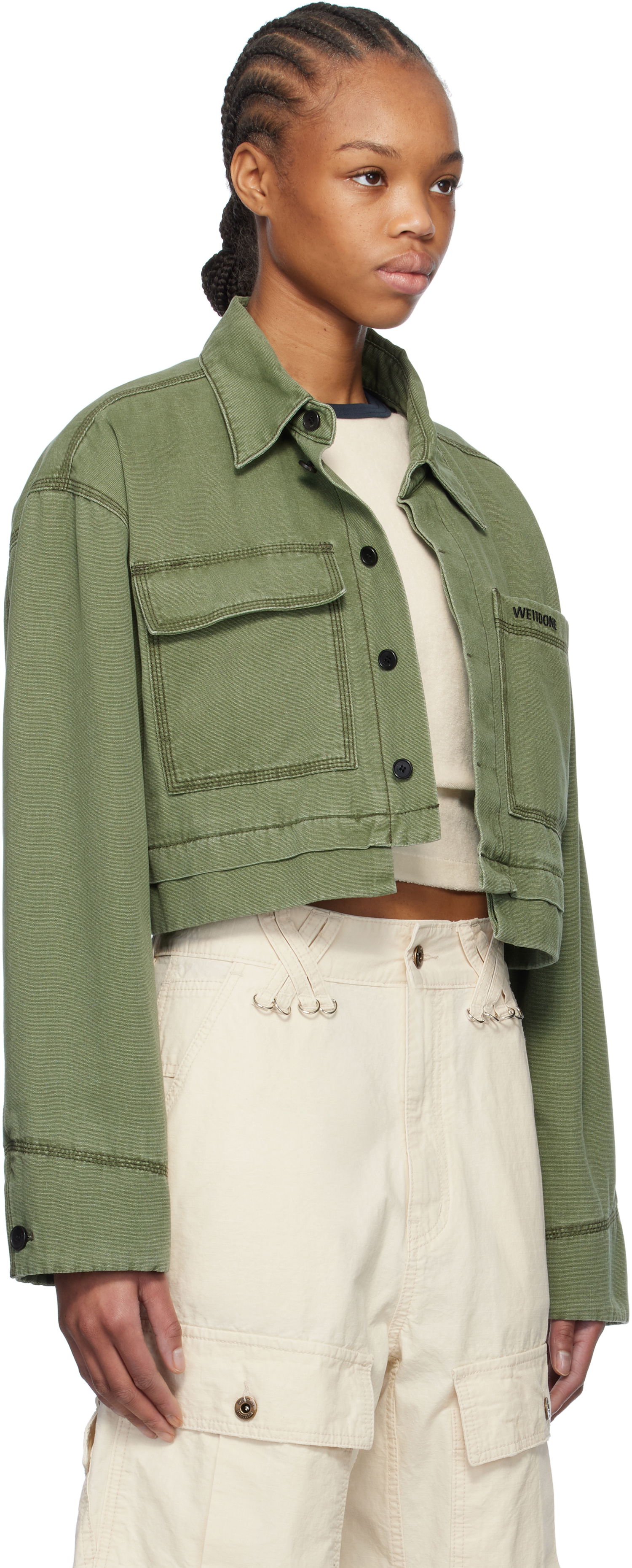 Takki We11done We11done Cropped Work Jacket Vihreä | WD-JK0-25-055-W-KK, 1