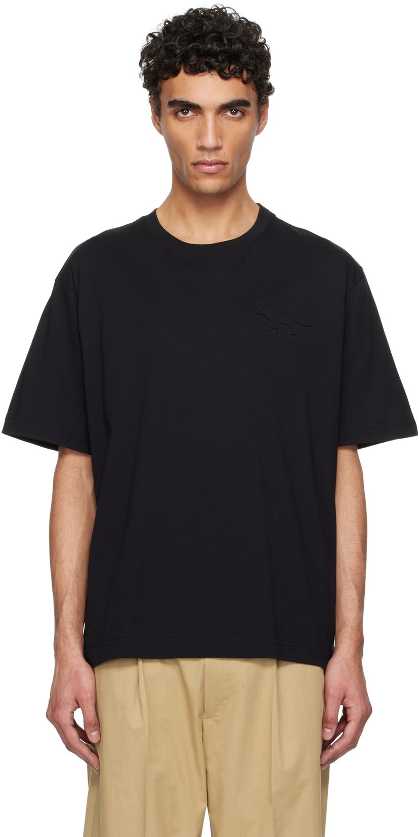T-paita MAISON KITSUNÉ Maison Kitsuné Embossed Fox Oversize T-Shirt Musta | OM00116KJ7016