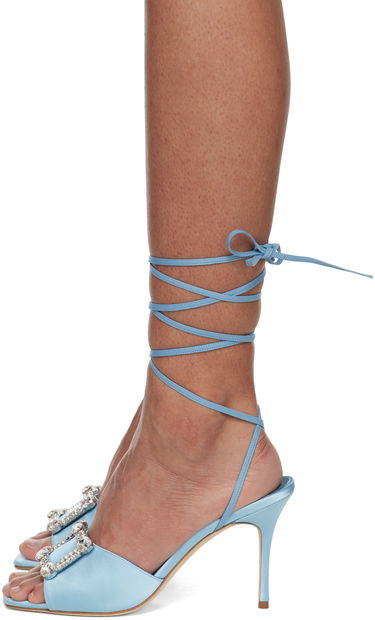 Asusteet Manolo Blahnik Manolo Blahnik Lenole Pop Fabio Satin Heels Sininen | 423-1722, 2