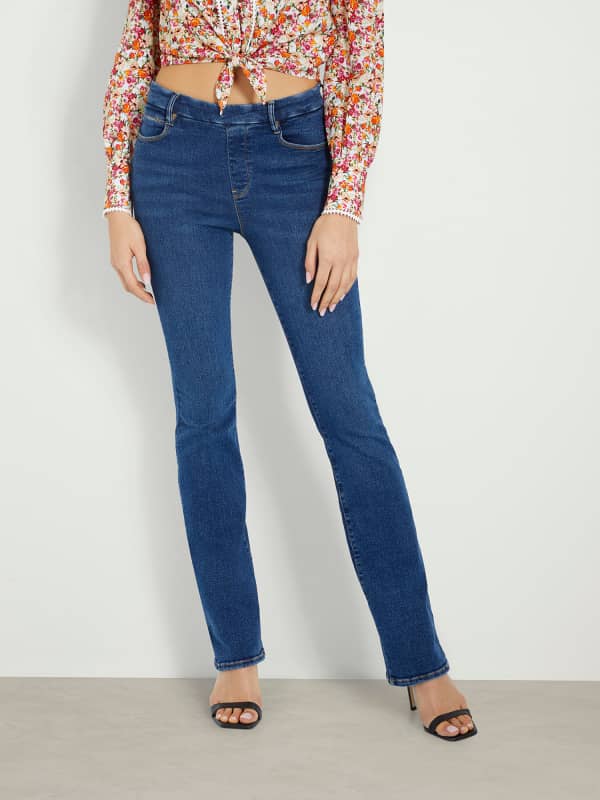 Housut ja farkut GUESS Mid Rise Bootcut Denim Pant Tummansininen | W4GA58D5BR0, 0
