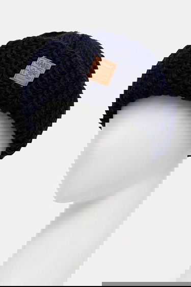 Pipo GANNI Graphic Wool Hand Knit Beanie Tummansininen | A7171, 1