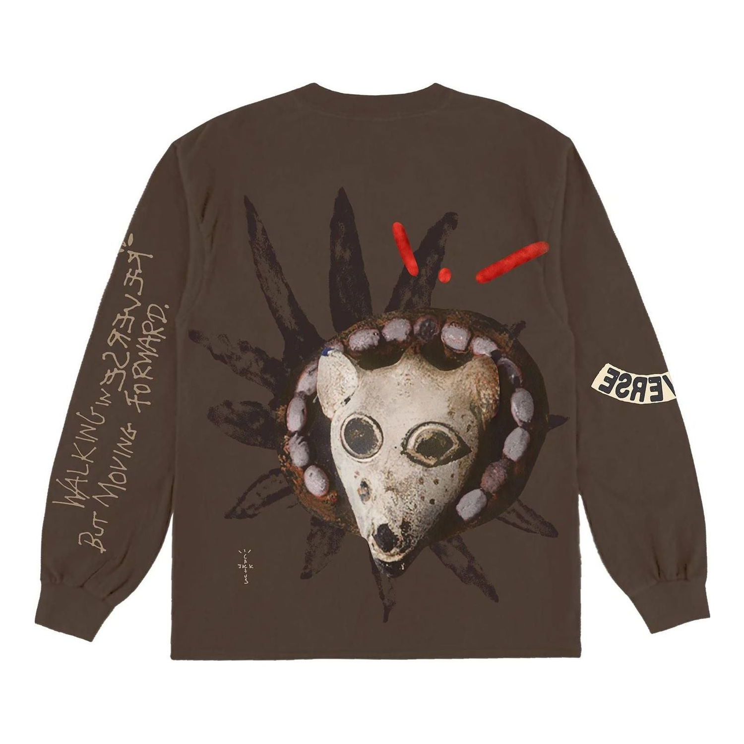 T-paita Cactus Jack by Travis Scott Travis Scott Reverse Jack Long Sleeve Tee Ruskea | CJFN-SS84, 0