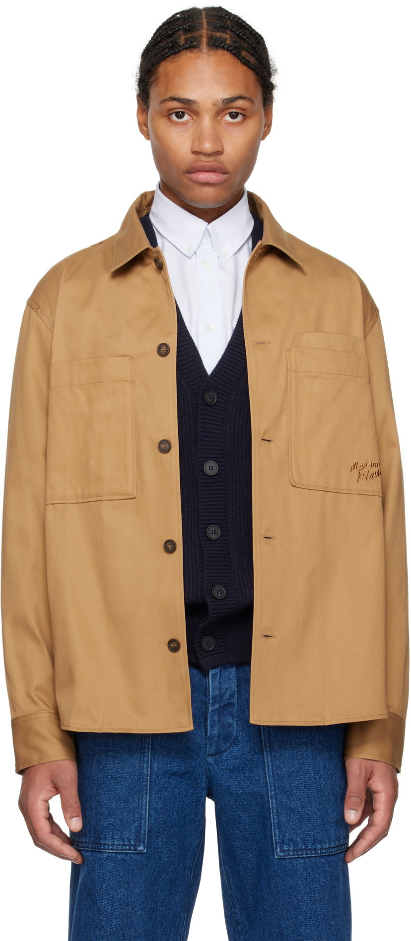 Paita MAISON KITSUNÉ Cotton Gabardine Overshirt Ruskea | MM00401WW0078