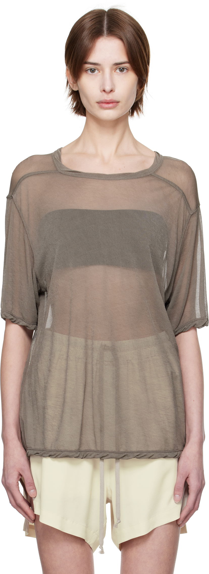 T-paita Rick Owens Rick Owens Hollywood Brad Sheer T-Shirt Harmaa | RP01E7200 JCR