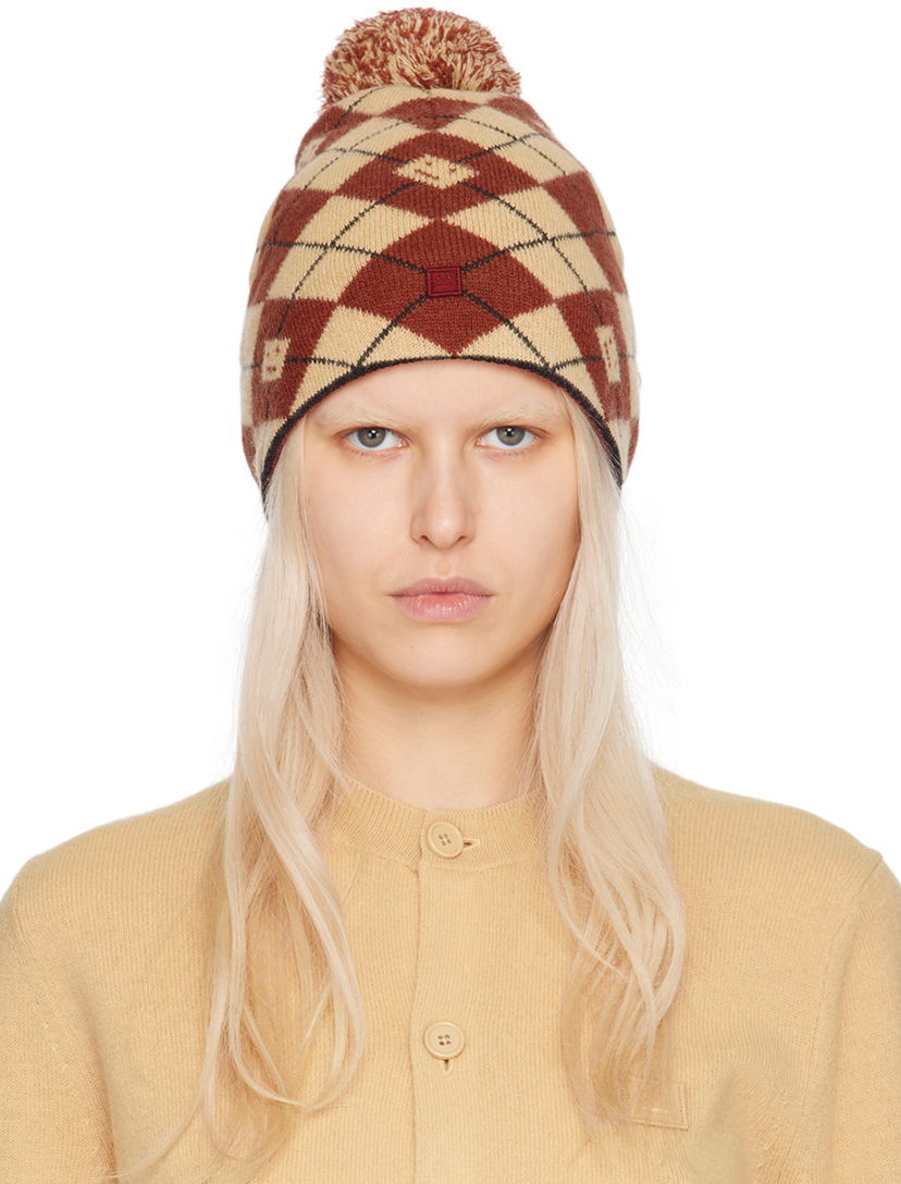 Pipo Acne Studios Argyle Jacquard Beanie Punainen | C40317-