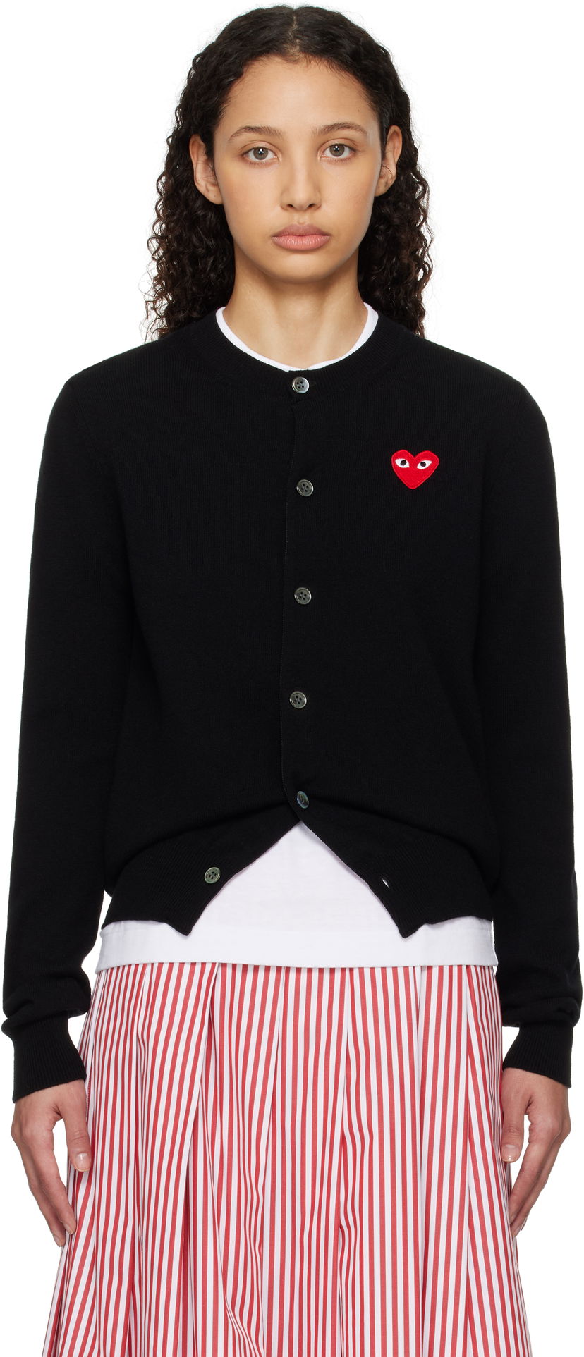 Villapaita Comme des Garçons COMME des GARÇONS PLAY Heart Cardigan Musta | AX-N007-051