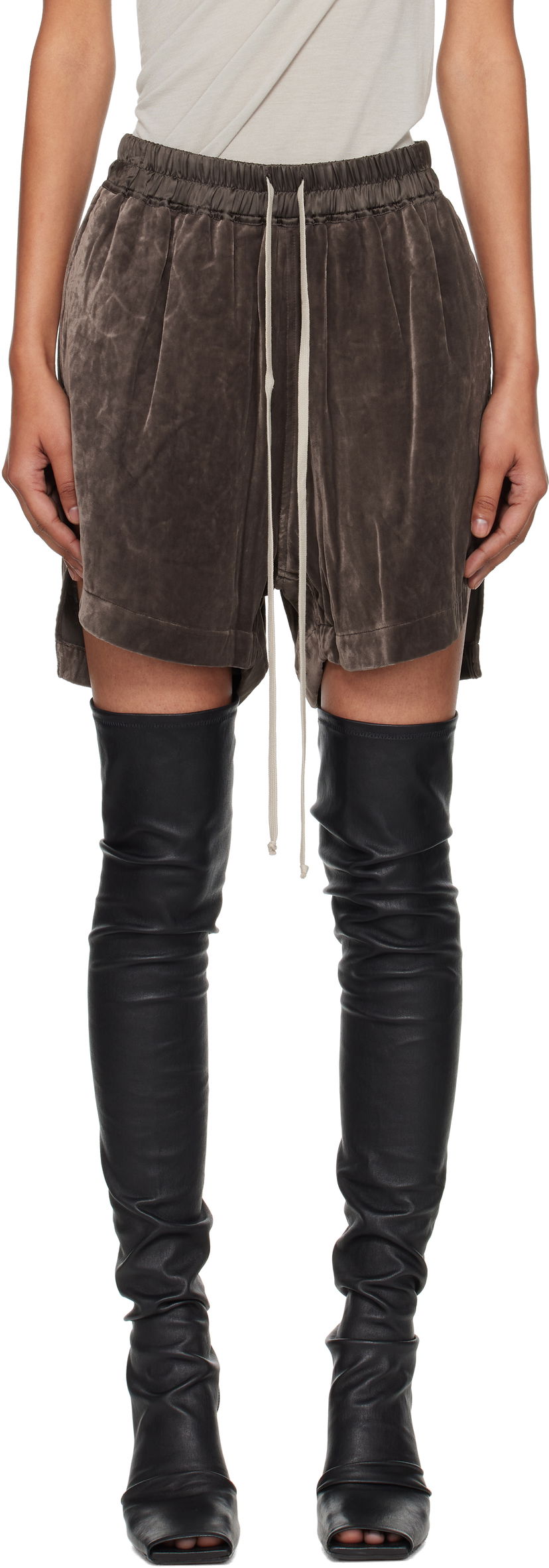 Shortsit Rick Owens Rick Owens Velvet Boxer Shorts Ruskea | RP02E4380 V