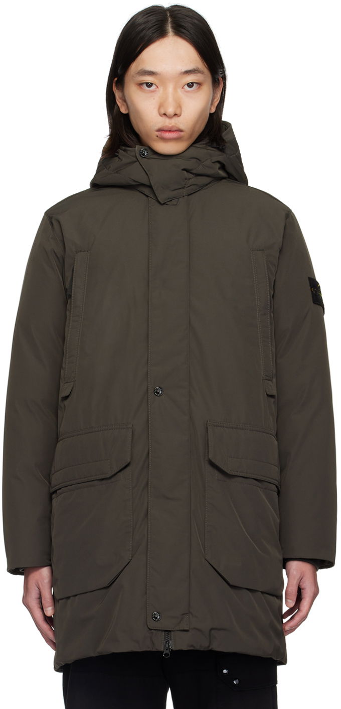 Takki Stone Island Gray Hooded Down Jacket Musta | 811570726