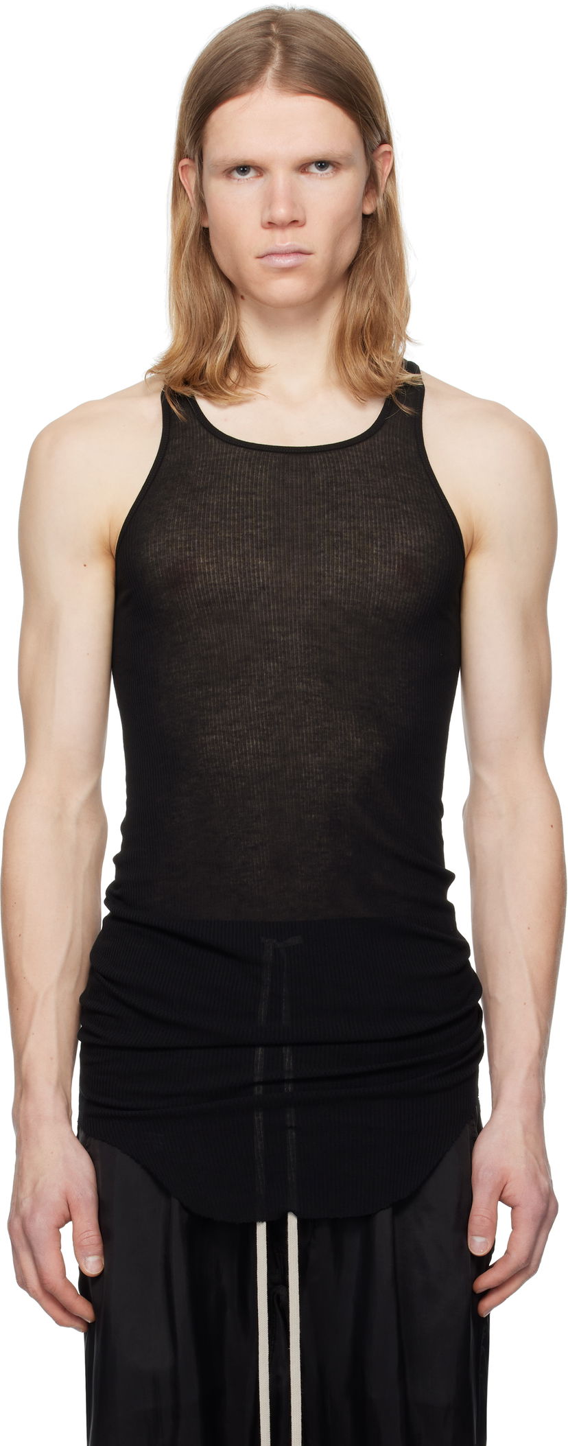 Tankkitoppi Rick Owens Rick Owens Hollywood Basic Rib Tank Top Musta | RU01E5150 RC