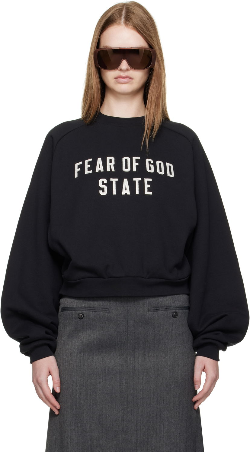 Huppari Fear of God Fear of God ESSENTIALS Fleece Raglan Crewneck Sweatshirt Musta | 192SP257830FW