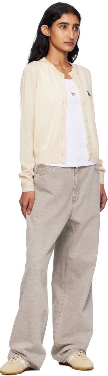 Villapaita MAISON KITSUNÉ Maison Kitsuné Double Fox Head Patch Cardigan Beige | OW051CFKT1036, 3