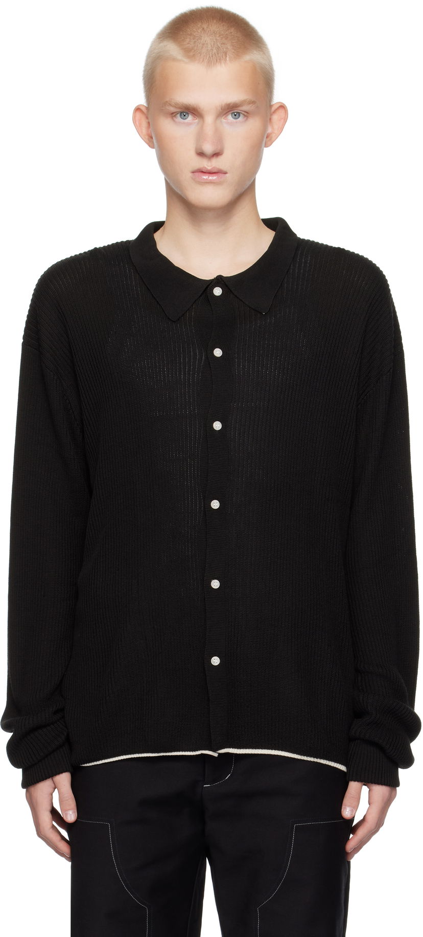 Villapaita Soulland Longsleeved Polo Cardigan Musta | 42008-1306