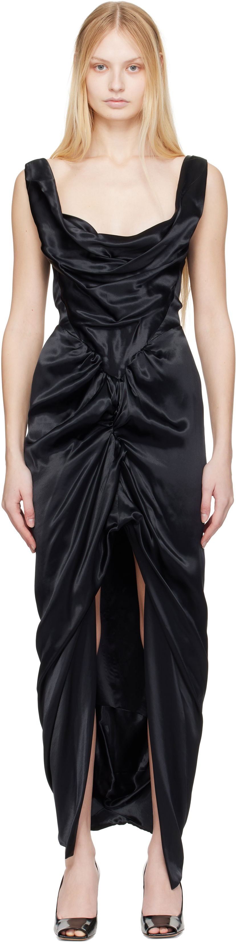 Mekko Vivienne Westwood Vivienne Westwood Panther Draped Maxi Dress Musta | 1101035B-W0128-