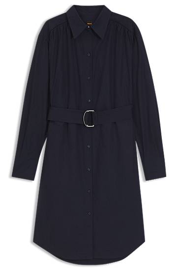 Mekko BOSS Cotton Poplin Midi Shirtdress Tummansininen | 50546132, 0