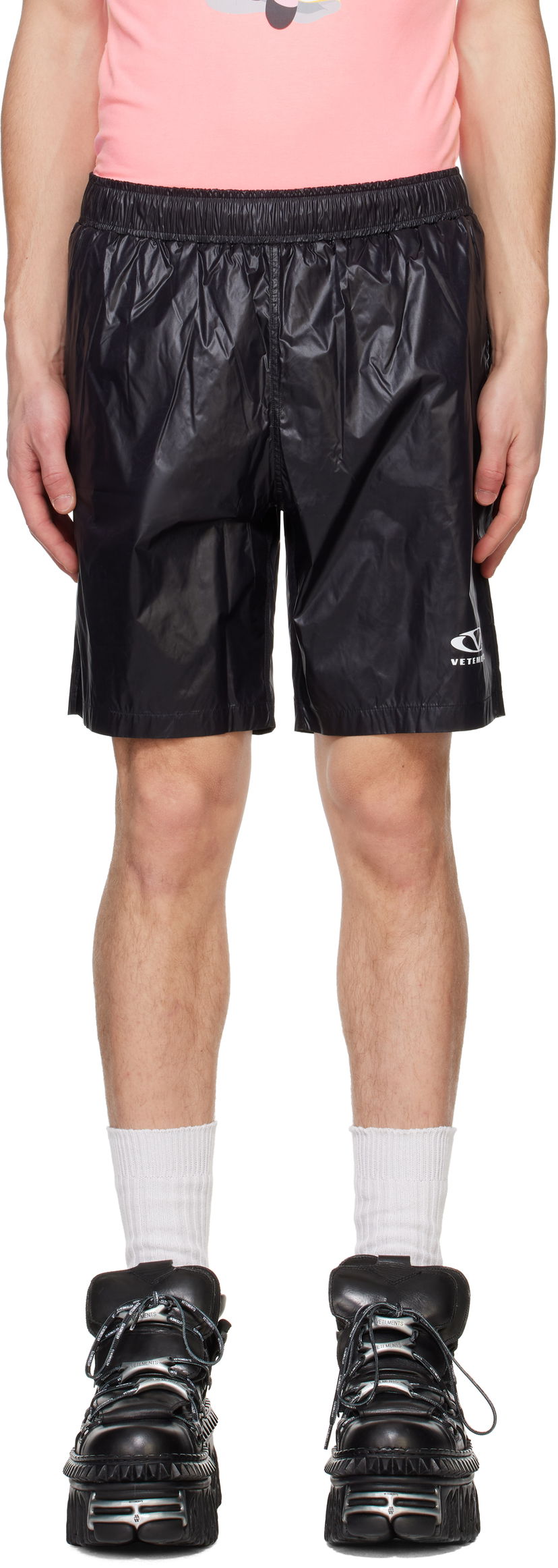 Shortsit VETEMENTS Vetements Oval Logo Swim Shorts Musta | MA66SW100B