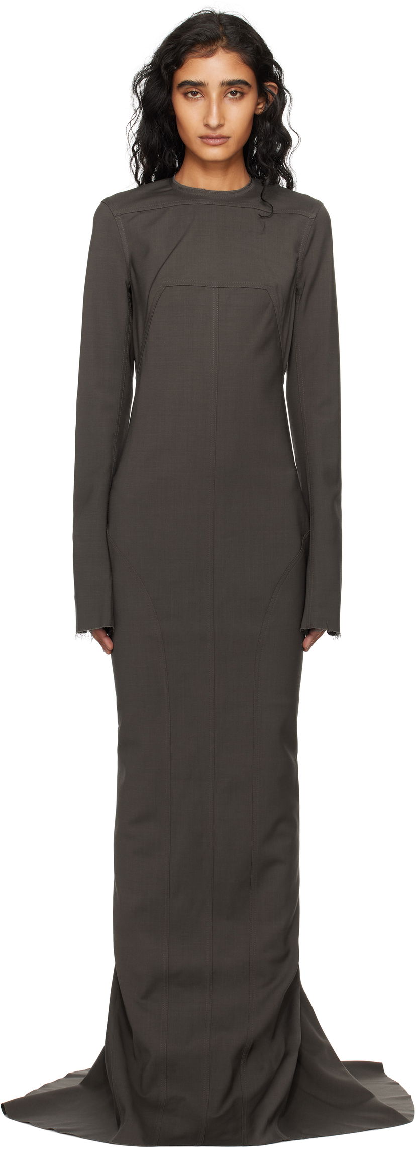 Mekko Rick Owens Rick Owens Wool Maxi Dress Harmaa | RP02E4510 WST